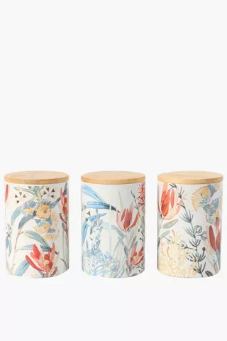 Set Of 3 Ceramic Antibes Canisters