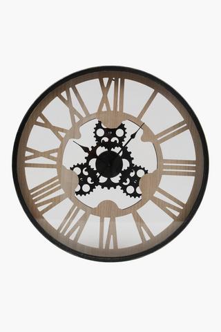 Cogs Wooden Clock, 57cm