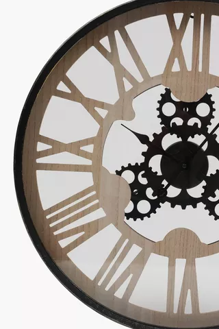 Cogs Wooden Clock, 57cm