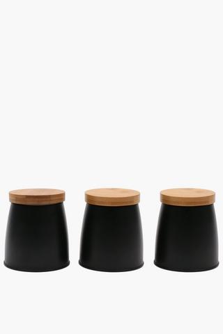 Set Of 3 Galvanized Canisters