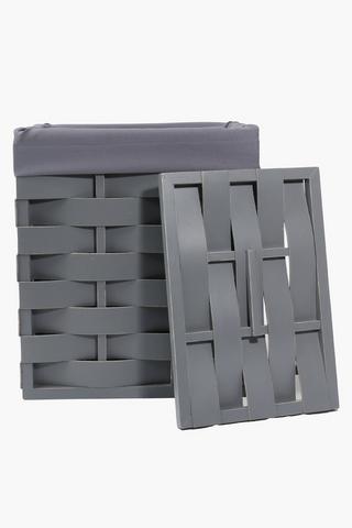 Wood Slatted Laundry Basket