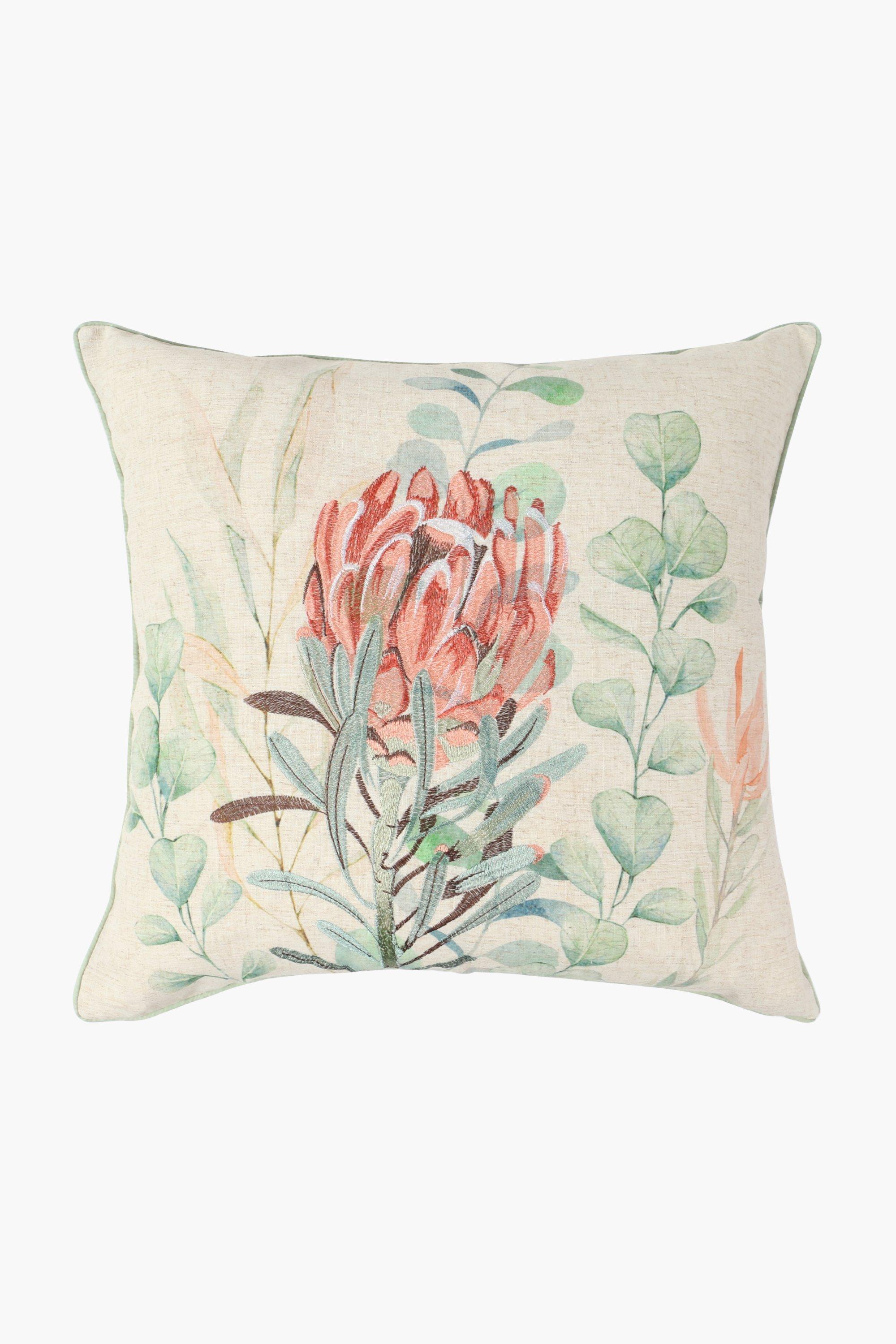 Embroidered Sammi Protea Scatter Cushion, 50x50cm