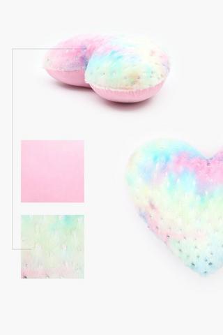 Faux Fur Ombre Heart Scatter Cushion, 30cm