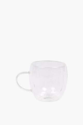 2 Pack Double Wall Glass Mug, Short