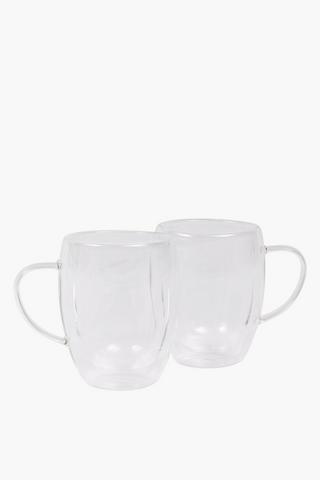 2 Pack Double Wall Glass Mug, Tall