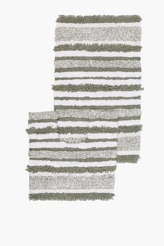 Gray & White Border 2-Piece Bath Rug Set