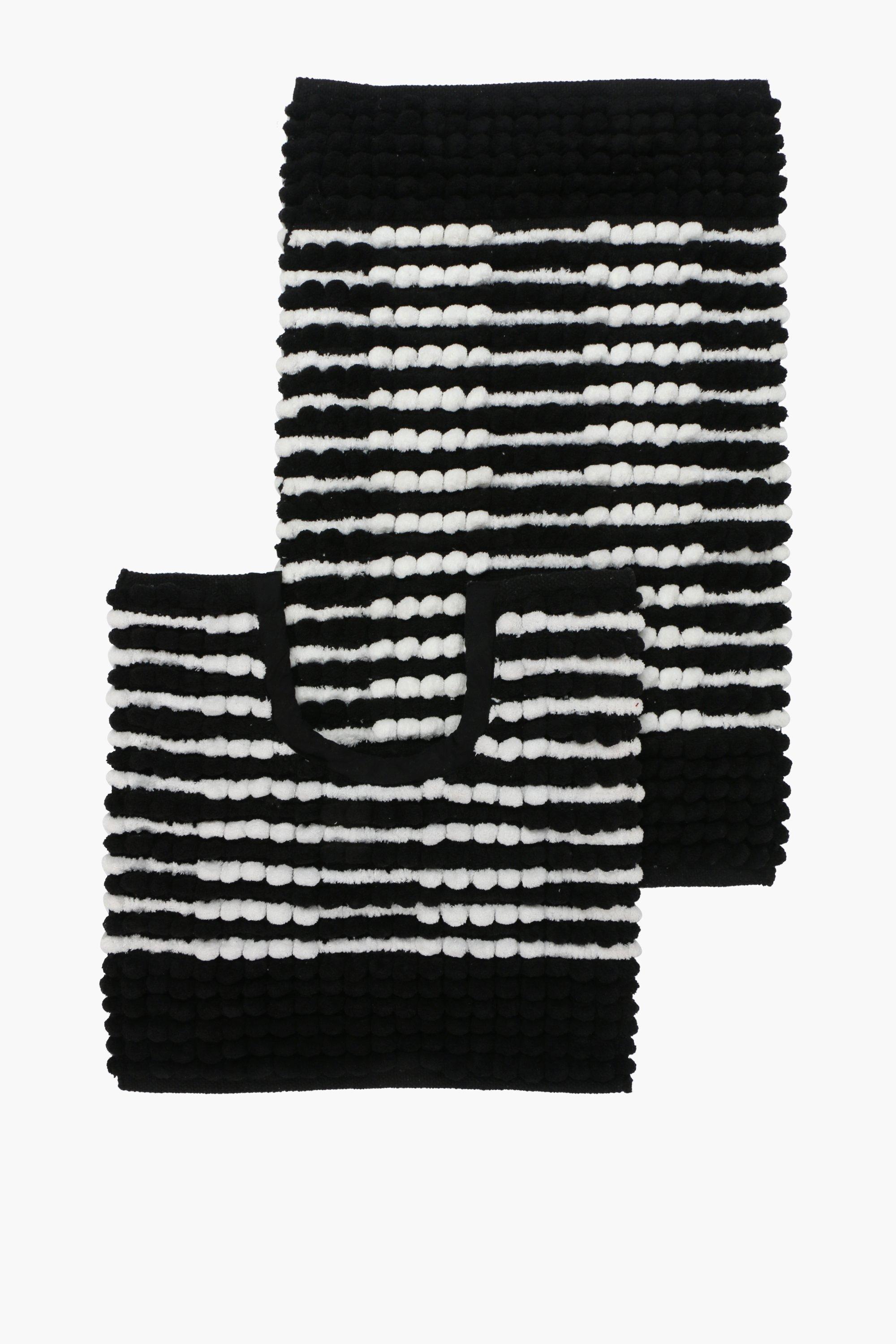 2 Piece Textured Twist Bobble Bath Mat Set