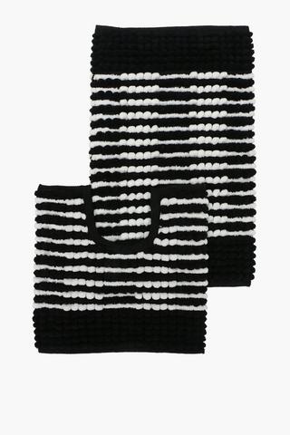 2 Piece Textured Twist Bobble Bath Mat Set
