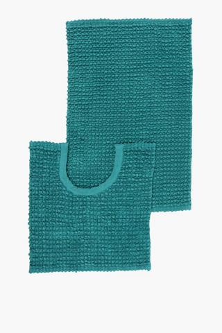 Cotton 2 Piece Textured Bobble Bath Mat Set