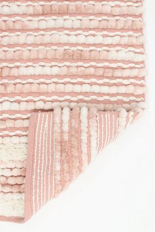 2 Piece Textured Twist Bobble Stripe Cotton Bath Mat Set