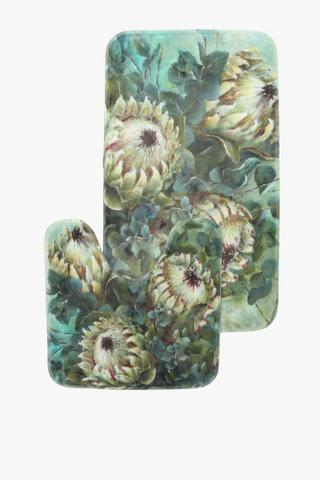 2 Piece Printed Botanical Bath Mat Set
