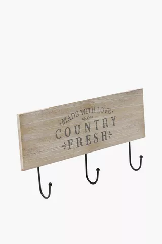 Country Fresh 3 Hook Kitchen Plaque