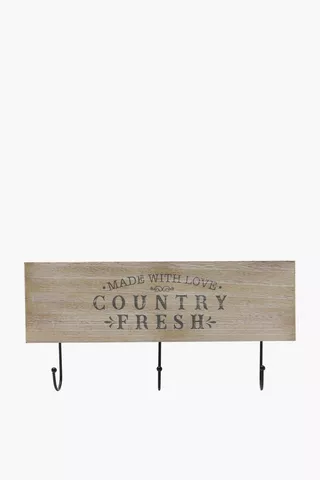 Country Fresh 3 Hook Kitchen Plaque