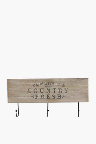 Country Fresh 3 Hook Kitchen Plaque