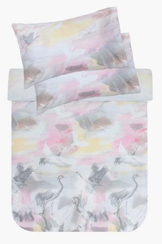 Polycotton Printed Kara Bird Abstract Duvet Cover Set
