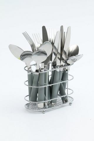 16 Piece Cutlery Set With Wire Holder