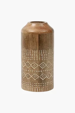 Tribal Wooden Vase, 13x25cm