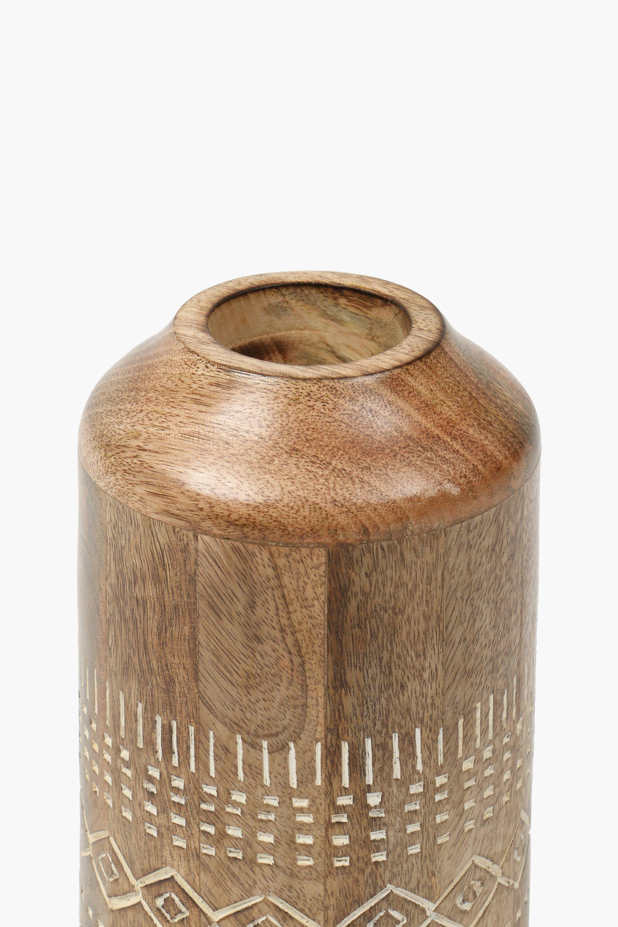 Tribal Wooden Vase, 13x25cm
