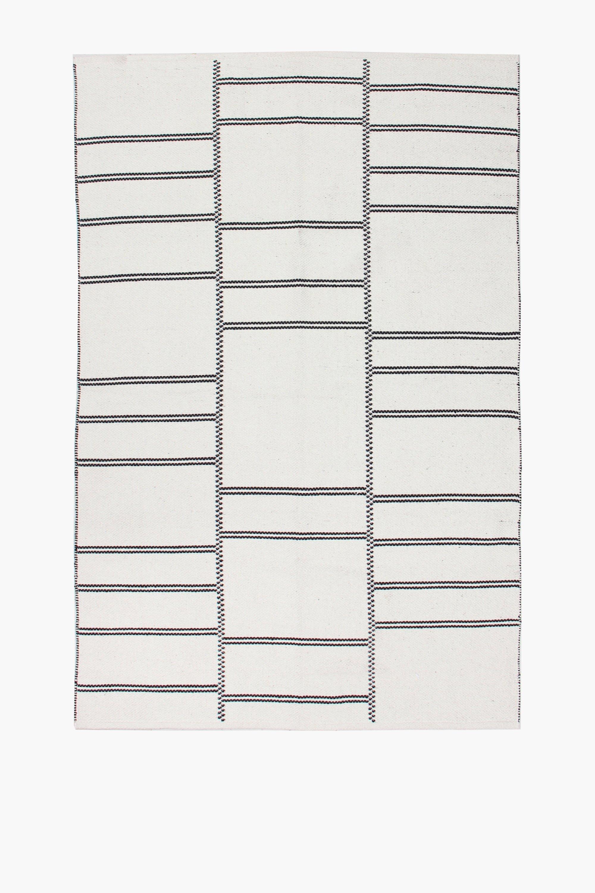 Striped Cotton Blend Medium Jacquard Rug With Fringe main image 1
