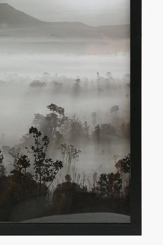Framed Glass Misty Forest, 40x60cm