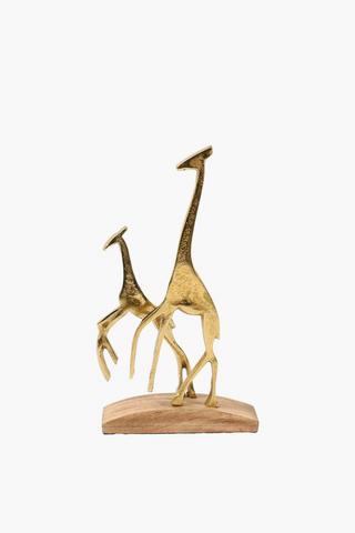 Giraffe Metal Statue, 19x33cm