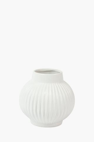 Reeded Ceramic Vase, 14x15cm