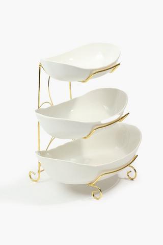 3 Tier Oval Porcelain Bowl Set