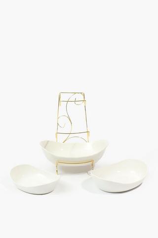 3 Tier Oval Porcelain Bowl Set