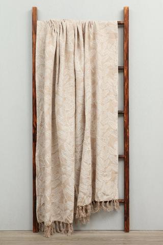 Premium Cotton Jacquard Leaf Throw, 140x180cm