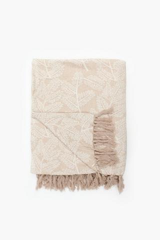 Premium Cotton Jacquard Leaf Throw, 140x180cm