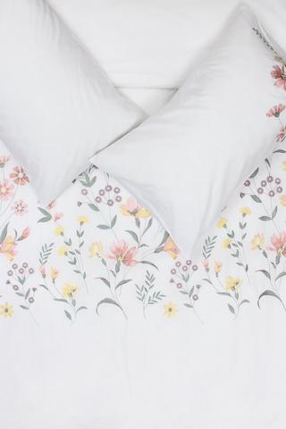 Embroidered Pastel Floral Fields Cotton Duvet Cover Set