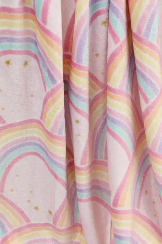 Printed Mia Rainbow Flannel Blanket, 150x180cm
