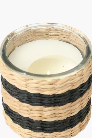 Grass Weave Glass Candle, 10cm