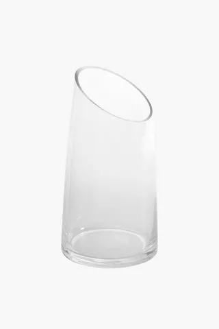 Slanted Glass Vase, 19cm