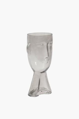 Head Glass Vase, 12x32cm