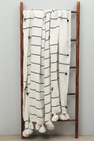 Line Tassel Cotton Throw, 200x220cm