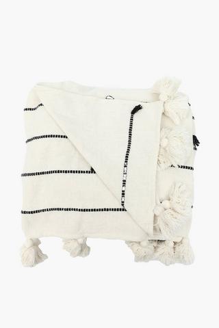Line Tassel Cotton Throw, 200x220cm