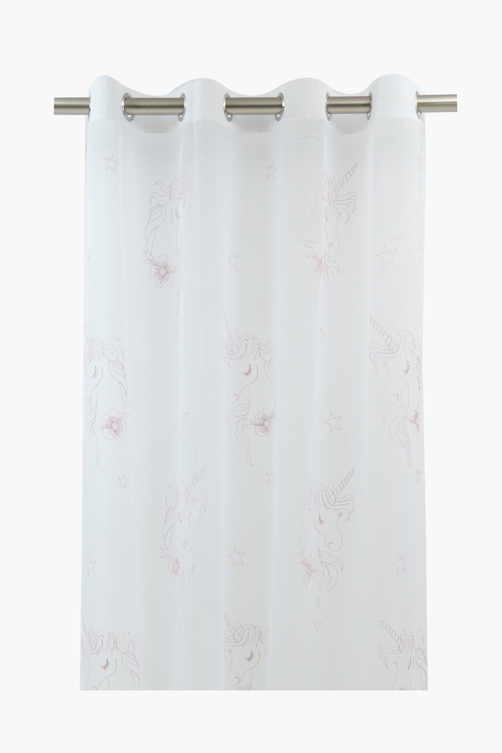 Embroidered Unicorn Sheer Eyelet Curtain, 140x225cm