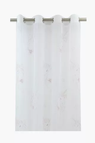 Embroidered Unicorn Sheer Eyelet Curtain, 140x225cm