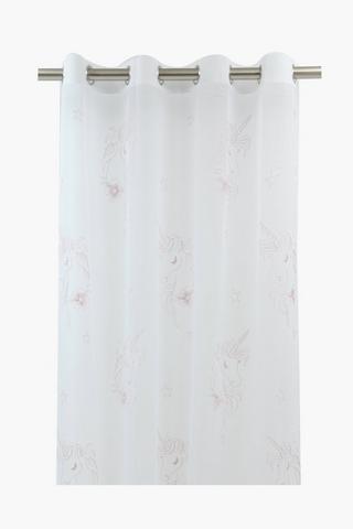 Embroidered Unicorn Sheer Eyelet Curtain, 140x225cm