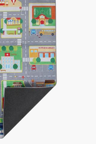 Printed Road Map Flannel Rug, 70x220cm