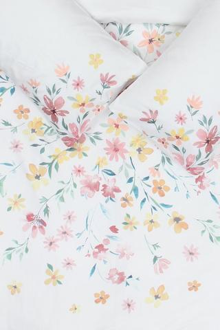 Printed Embroidered Floral Duvet Cover Set