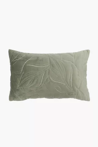 Quilted Velvet Leaf Classic Scatter Cushion, 30x50cm
