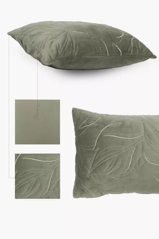 Quilted Velvet Leaf Classic Scatter Cushion, 30x50cm