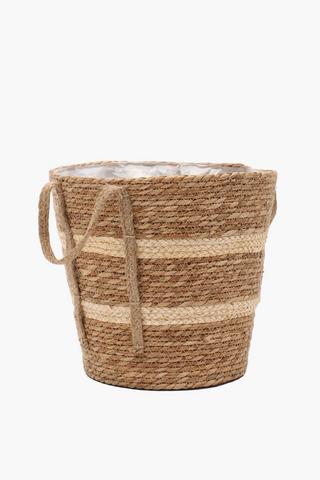 Woven Stripe Basket Planter, 33x32cm