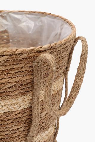 Woven Stripe Basket Planter, 33x32cm