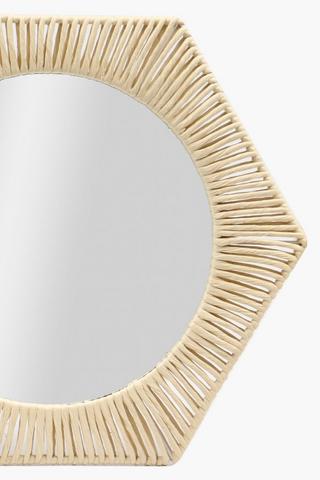 Rattan Hexagon Mirror, 60cm