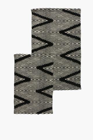2 Piece Printed Rustic Cotton Bath Mat Set