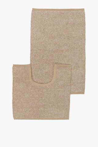 2 Piece Flex Chenille Cotton Bath Mat Set