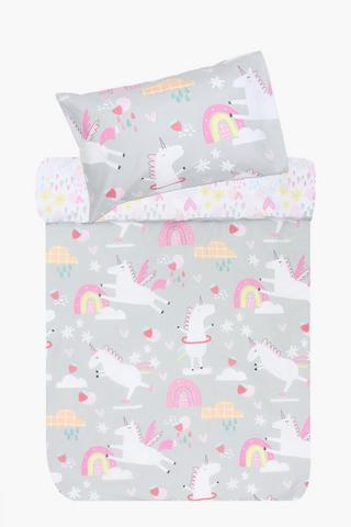 Polycotton Unicorn Reversible Duvet Cover Set
